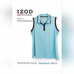 IZOD PerformX Sleeveless Golf Polo Aqua Blue Athletic Top XL Golfcorp
